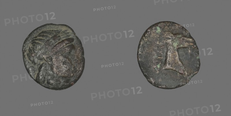 Coin Depicting the God Apollo, 3rd century BC, Greek, Ancient Greece, Bronze, Diam. 1.8 cm, 3.12 g