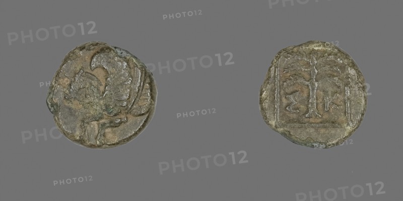 Coin Depicting Pegasus, 4th century BC, Greek, Ancient Greece, Bronze, Diam. 1 cm, 0.97 g