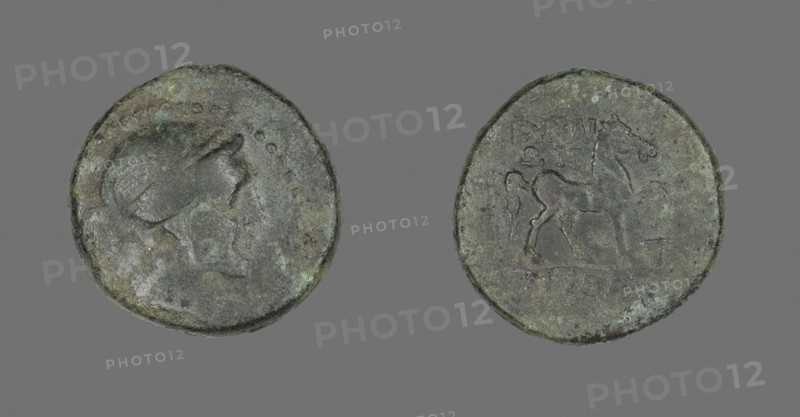 Coin Depicting the Amazon Cyme, 250/190 BC, Greek, Ancient Greece, Bronze, Diam. 2.3 cm, 8.15 g