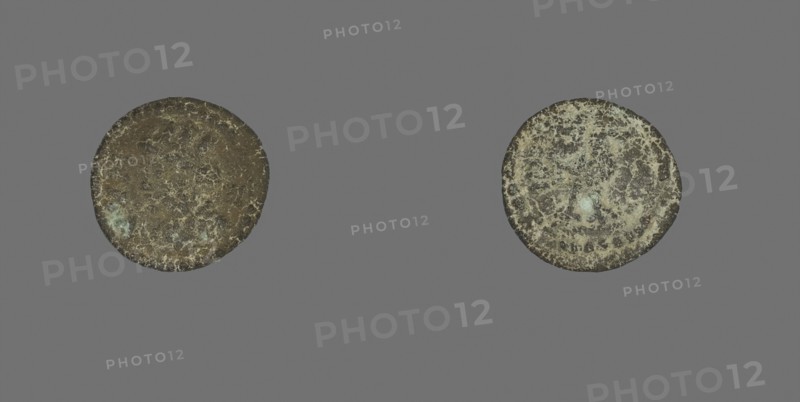 Coin Depicting the Goddess Tyche, about AD 253/268, Roman, minted in Cyme, Acolis, Rome, Bronze, Diam. 1.4 cm, 1.05 g