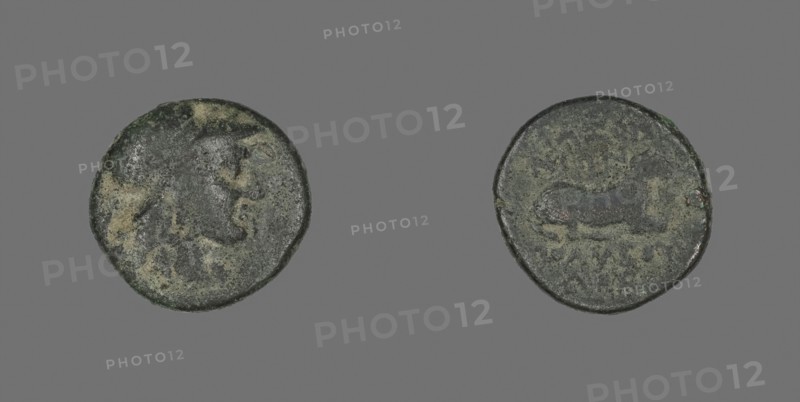 Coin Depicting the Goddess Athena, 387/301 BC, Greek, Ancient Greece, Bronze, Diam. 1.7 cm, 4.09 g