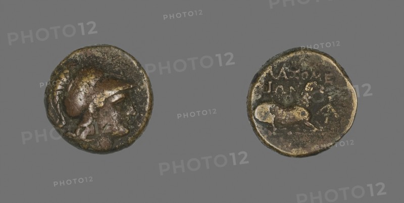 Coin Depicting the Goddess Athena, 387/301 BC, Greek, Ancient Greece, Bronze, Diam. 1.7 cm, 5.78 g