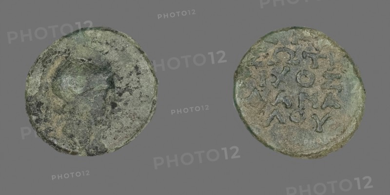 Coin Depicting the Goddess Athena, about 300/200 BC, Greek, Ancient Greece, Bronze, Diam. 1.3 cm, 1.48 g