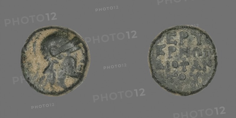 Coin Depicting the Goddess Athena, about 300/200 BC, Greek, Ancient Greece, Bronze, Diam. 1.1 cm, 2.32 g