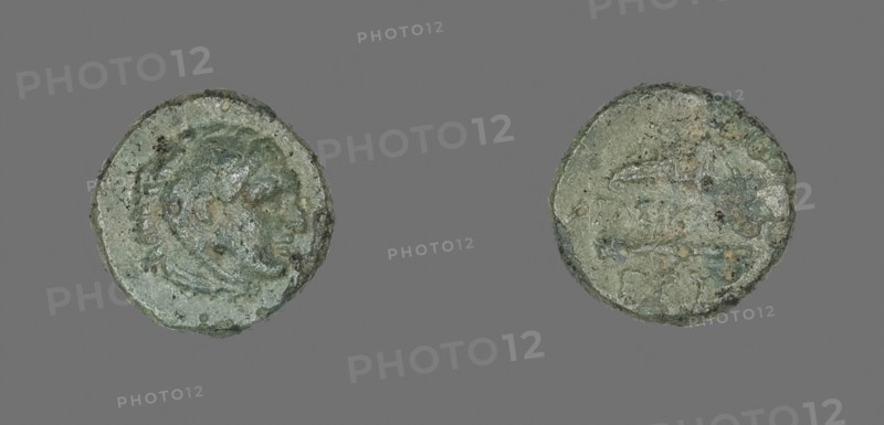 Coin Depicting the Hero Herakles, 300/200 BC, Greek, Ancient Greece, Bronze, Diam. 1.1 cm, 1.33 g