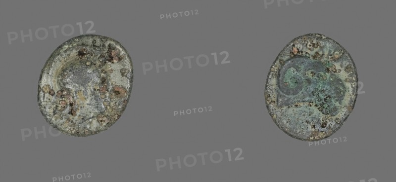 Coin Depicting the Goddess Athena, 387/301 BC, Greek, Ancient Greece, Bronze, Diam. 1.4 cm, 1.64 g
