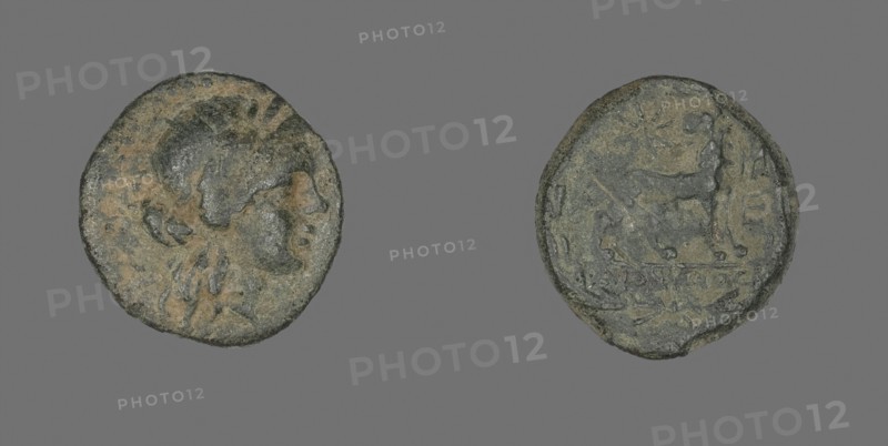 Coin Depicting the God Apollo, about 250/190 BC or later, Greek, Ancient Greece, Bronze, Diam. 2 cm, 4.70 g