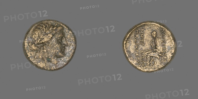 Coin Depicting the God Apollo, 2nd/1st century BC, Greek, minted in Smyrna, Ionia, Greece, Bronze, Diam. 2.2 cm, 10.27 g