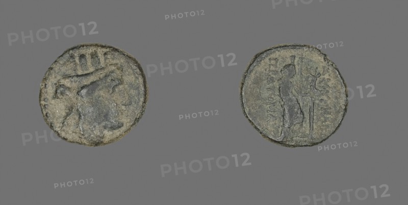 Coin Depicting the Goddess Kybele, 2nd century BC, Greek, Izmir, Bronze, Diam. 1.6 cm, 3.36 g