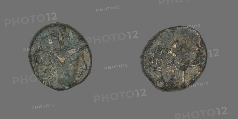 Coin Depicting the Goddess Kybele, 2nd/1st century BC, Greek, Izmir, Bronze, Diam. 1.8 cm, 5.91 g
