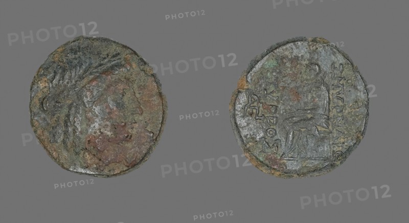 Coin Depicting the God Apollo, 2nd/1st century BC, Greek, Izmir, Bronze, Diam. 2.2 cm, 8.12 g