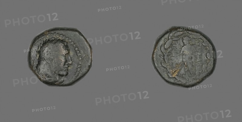 Coin Depicting the Hero Herakles, about 133 BC, Greek, Ancient Greece, Bronze, Diam. 1.7 cm, 5.96 g