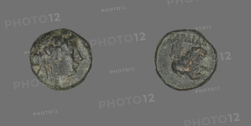Coin Depicting the God Dionysos, about 133 BC, Greek, Ancient Greece, Bronze, Diam. 1.6 cm, 4.39 g