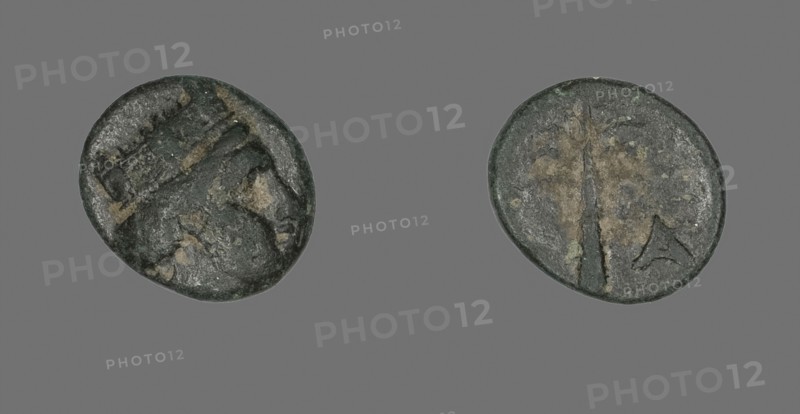 Coin Depicting the Goddess Tyche, about 188/166 BC, Greek, Ancient Greece, Bronze, Diam. 1.2 cm, 1.12 g