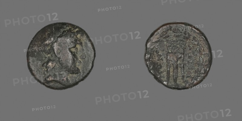 Coin Depicting the God Apollo, 2nd/1st century BC, Greek, Ancient Greece, Bronze, Diam. 1.8 cm, 5.05 g