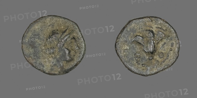 Coin Depicting the Goddess Rhodos, 333/304 BC, Greek, Ancient Greece, Bronze, Diam. 1.2 cm, 1.13 g
