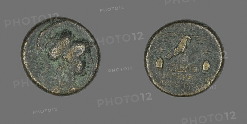 Coin Depicting the Goddess Athena, 133/48 BC, Greek, Ancient Greece, Bronze, Diam. 2.1 cm, 7.95 g
