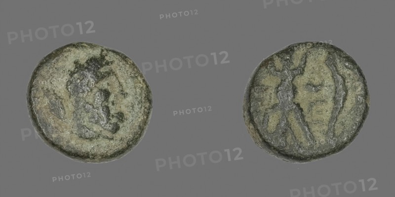 Coin Depicting the Hero Herakles, 2nd/1st century BC, Greek, Ancient Greece, Bronze, Diam. 1.2 cm, 2.39 g