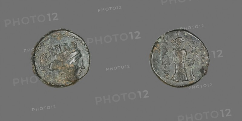 Coin Depicting the Goddess Tyche Cybele, 2nd/1st century BC, Greek, Ancient Greece, Bronze, Diam. 1.6 cm, 4.35 g