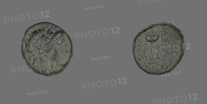 Coin Depicting the God Apollo, 261/246 BC, Greek, Ancient Greece, Copper, Diam. 1.7 cm, 5.11 g