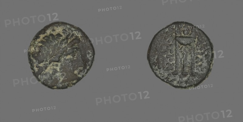 Coin Depicting the God Apollo, 261/246 BC, Greek, Ancient Greece, Bronze, Diam. 1.8 cm, 4.79 g
