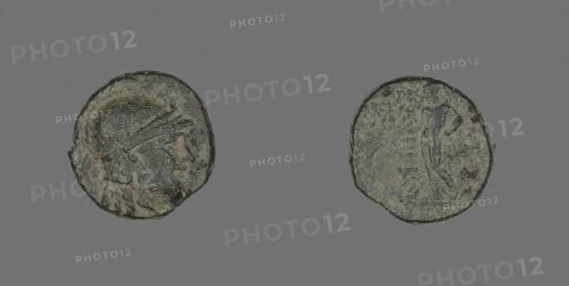 Coin Depicting the Goddess Athena, 246/226 BC, Greek, Ancient Greece, Bronze, Diam. 1.6 cm, 4.09 g