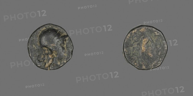 Coin Depicting the Goddess Athena, 246/226 BC, Greek, Ancient Greece, Bronze, Diam. 1.5 cm, 4.54 g