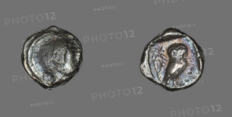 Tetradrachm (Coin) Depicting the Goddess Athena, before 490 BC, Greek, minted in Athens, Greater Athens, Silver, Diam. 2.2 cm, 16.97 g
