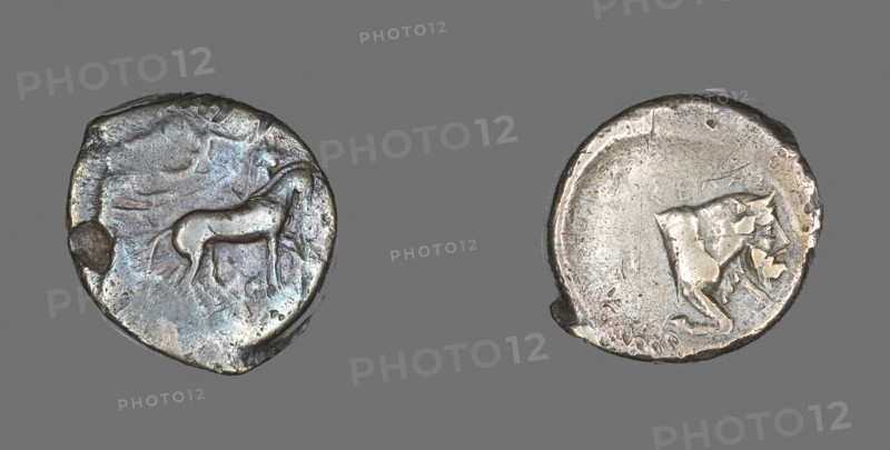 Tetradrachm (Coin) Depicting Quadriga and Charioteer, 460/430 BC, Greek, Greece, Silver, Diam. 2.7 cm, 16.44 g
