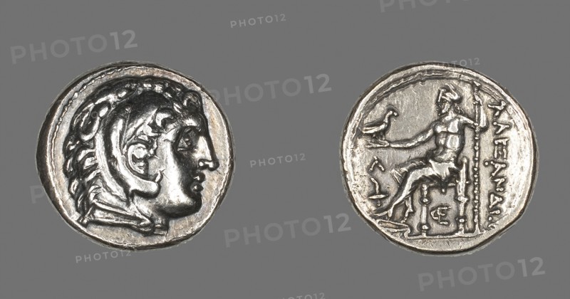 Tertradrachm (Coin) Portraying Alexander the Great as Herakles, 336/323 BC, Greek, minted in Amphipolis, Macedonia, Greece, Silver, Diam. 2.7 cm, 16.96 g