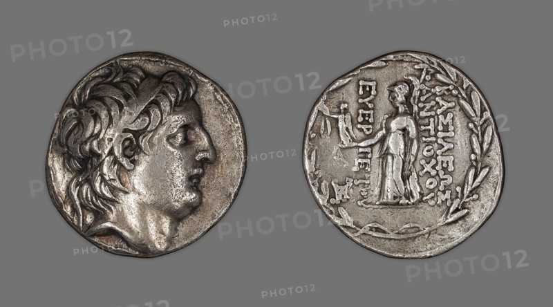 Tetradrachm (Coin) Portraying King Antiochus VII Euergetes Sidetes, 138/129 BC, Greek, probably minted in Antioch (near modern Antakya, Turkey), Ancient Near East, Silver, Diam. 2.7 cm, 15.74 g
