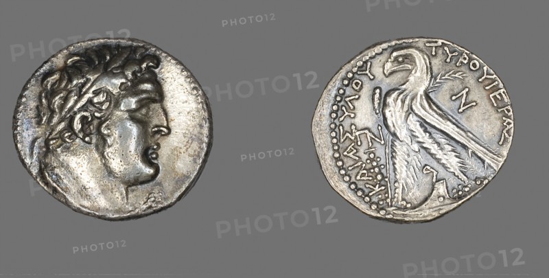 Tetradrachm (Coin) Depicting Head of Herakles, 74/73 BC, Greek, minted in Tyre, Phoenicia, Tyre, Silver, Diam. 3 cm, 14.36 g
