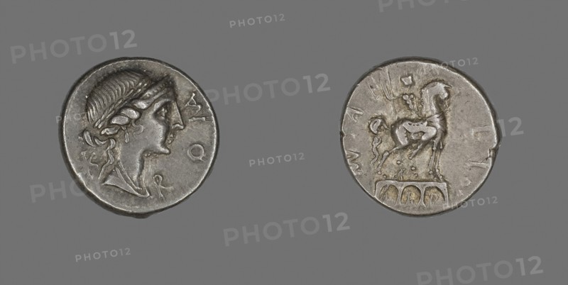 Denarius (Coin) Depicting the Goddess Roma, 114/113 BC, Roman, Roman Empire, Silver, Diam. 1.8 cm, 3.95 g