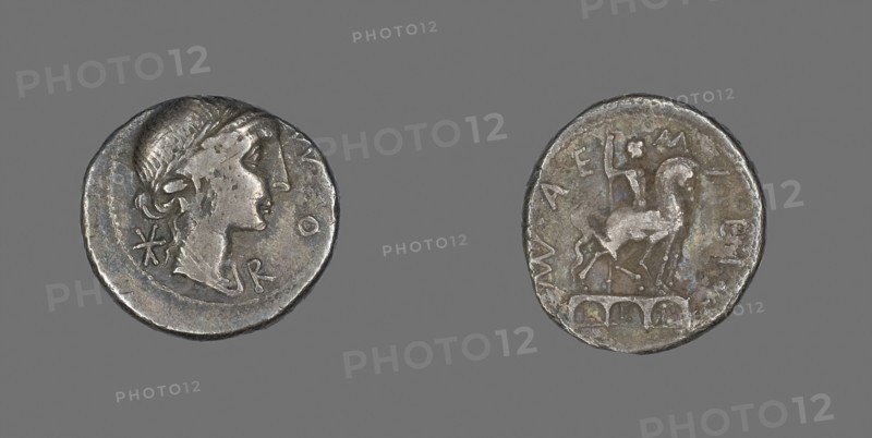 Denarius (Coin) Depicting the Goddess Roma, 114/113 BC, Roman, Roman Empire, Silver, Diam. 1.9 cm, 3.53 g