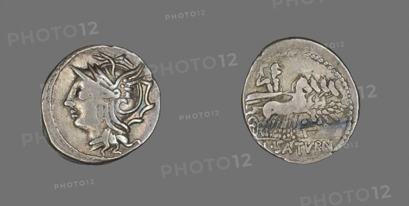 Denarius (Coin) Depicting the Goddess Roma, 104 BC, Roman, Roman Empire, Silver, Diam. 2 cm, 3.80 g
