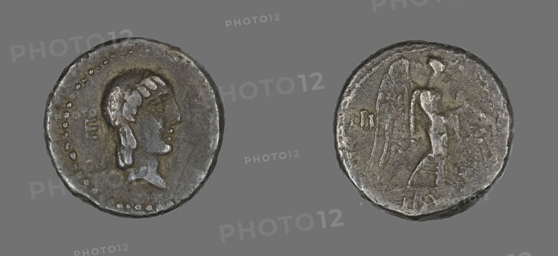 Quinarius (Coin) Depicting the God Apollo, about 90 BC, Roman, Roman Empire, Silver, Diam. 1.4 cm, 1.99 g