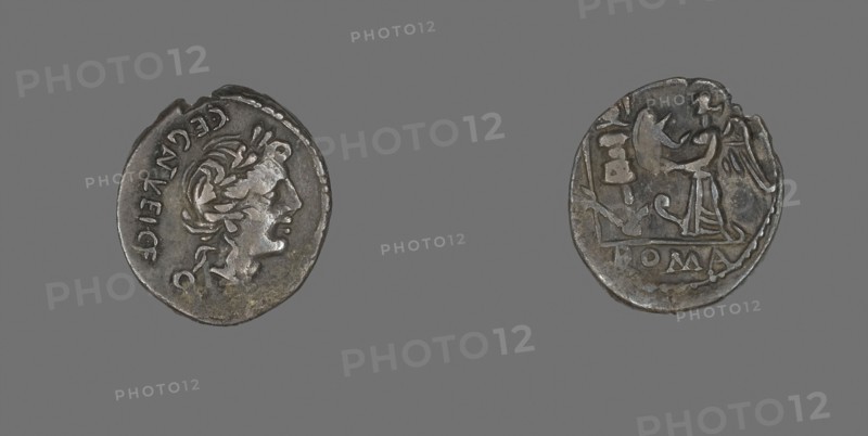 Quinarius (Coin) Depicting the God Apollo, about 97 BC, Roman, Roman Empire, Silver, Diam. 1.7 cm, 1.87 g
