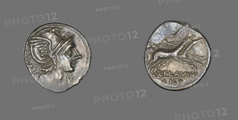 Denarius (Coin) Depicting the Goddess Roma, 109/108 BC, Roman, Roman Empire, Silver, Diam. 1.9 cm, 4.02 g