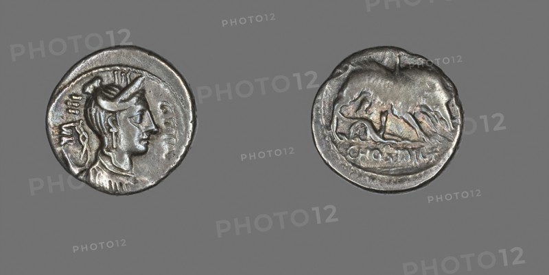 Denarius (Coin) Depicting the Goddess Diana, about 68 BC, Roman, Roman Empire, Silver, Diam. 1.8 cm, 3.71 g