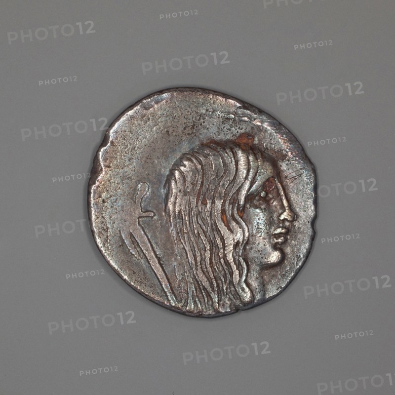 Denarius (Coin) Depicting a Female Head, about 48 BC, Roman, Roman Empire, Silver, Diam. 2 cm, 3.46 g
