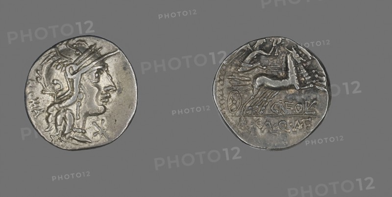 Denarius (Coin) Depicting the Goddess Roma (?), 117/116 BC, Roman, Roman Empire, Silver, Diam. 1.9 cm, 3.90 g