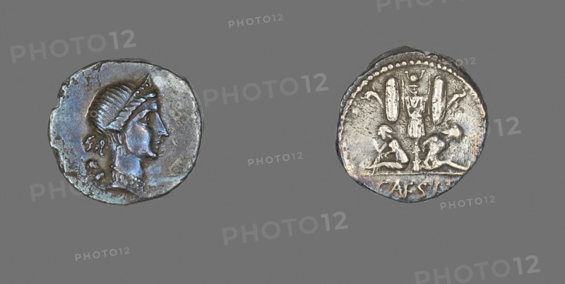 Denarius (Coin) Depicting the Goddess Venus, about 46/45 BC, Roman, minted in Spain, Roman Empire, Silver, Diam. 1.8 cm, 3.70 g