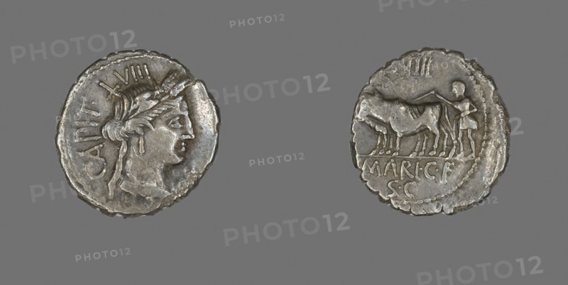 Denarius (Coin) Depicting the Goddess Ceres, 81 BC, Roman, Roman Empire, Silver, Diam. 1.9 cm, 3.63 g