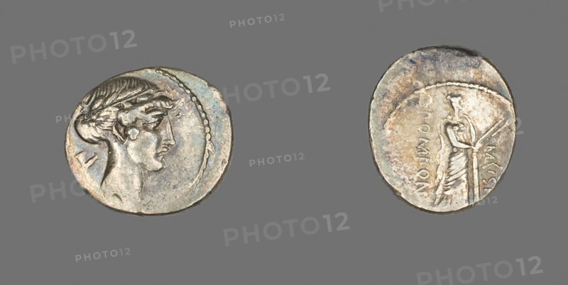 Denarius (Coin) Depicting the God Apollo, 66 BC, Roman, Roman Empire, Silver, Diam. 1.9 cm, 3.91 g