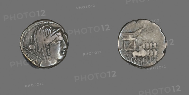 Denarius (Coin) Depicting the Goddess Juno, about 87 or 83 BC, Roman, Roman Empire, Silver, Diam. 1.7 cm, 3.74 g
