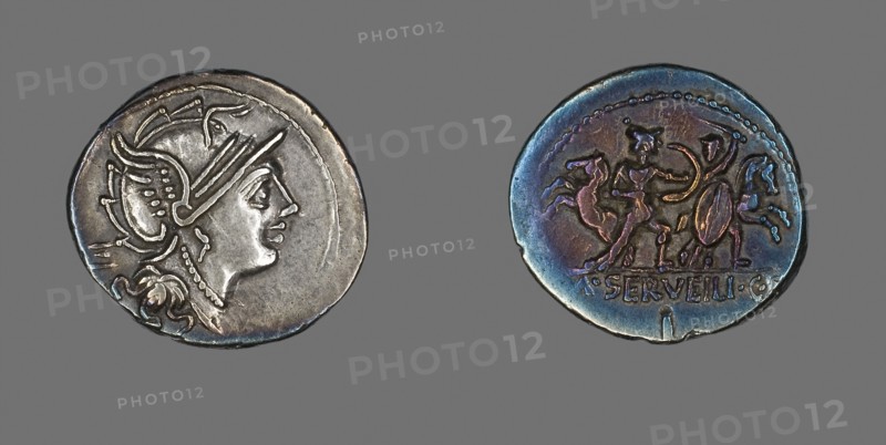 Denarius (Coin) Depicting the Goddess Roma, about 100 BC, Roman, Roman Empire, Silver, DIam. 2.2 cm, 3.92 g