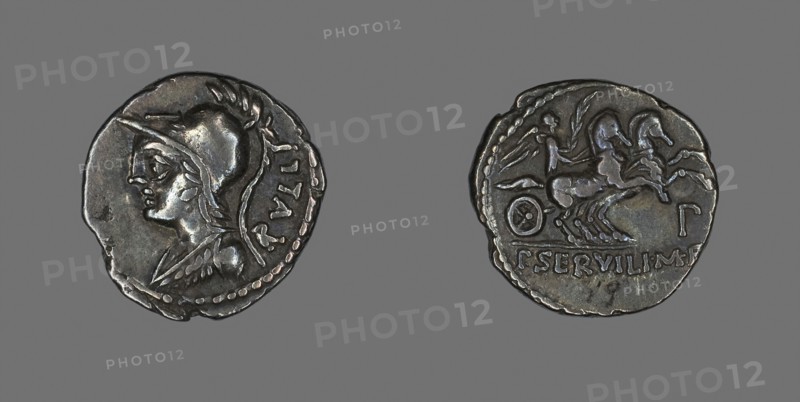 Denarius (Coin) Depicting the Goddess Minerva, 100 BC, Roman, Roman Empire, Silver, DIam. 2 cm, 3.76 g