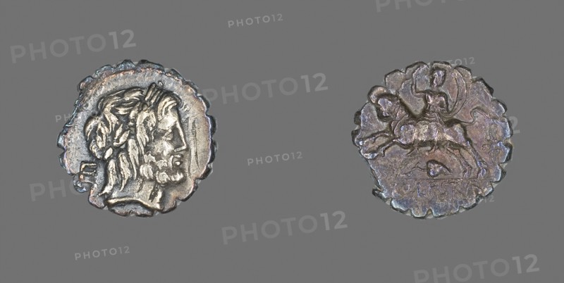 Denarius Serratus (Coin) Depicting the God Jupiter, about 81 BC, Roman, Roman Empire, Silver, Diam. 1.8 cm, 3.70 g