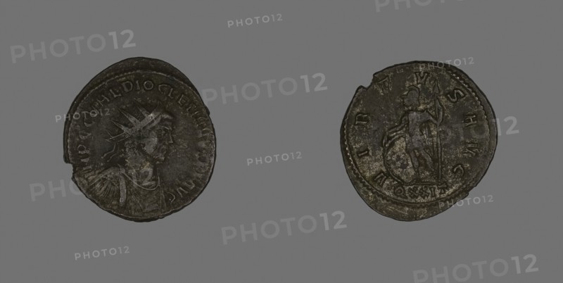 Antoninianus (Coin) Portraying Emperor Diocletian, about AD 285, Roman, minted in Ticinum, Roman Empire, Billon, Diam. 2.4 cm, 3.67 g