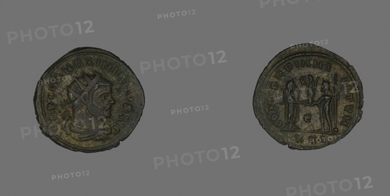 Antoninianus (Coin) Portraying Emperor Marcus Aurelius Valerius Maximianus (Maximian or Maximianus I), about AD 293, Roman, minted in Cyzicus, Roman Empire, Bronze, Diam. 2.3 cm, 3.60 g